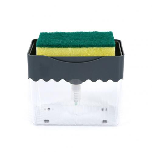 Küche Seife Spülmittel Drücken Spender Schwamm Reinigung Pad Container: grau