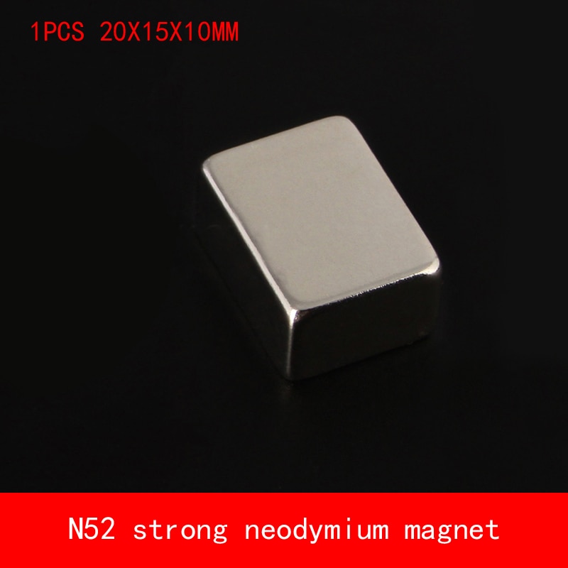 1 stuk blok 20*15*10mm n52 super krachtige sterke neodymium magneet  n52 permanente magneten 20 x 15 x 10mm