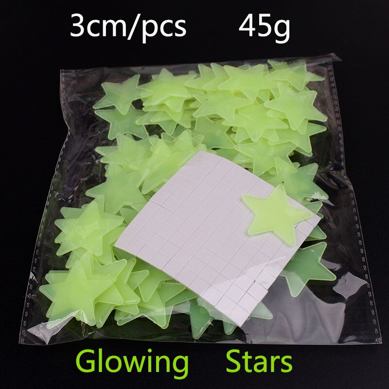 100Pcs Sterne Leuchten Aufkleber Luminous In Dark Nacht Neonlicht Wand 3D Hause Abziehbilder Für Kinder Zimmer Decke Schalter Dekoration gif