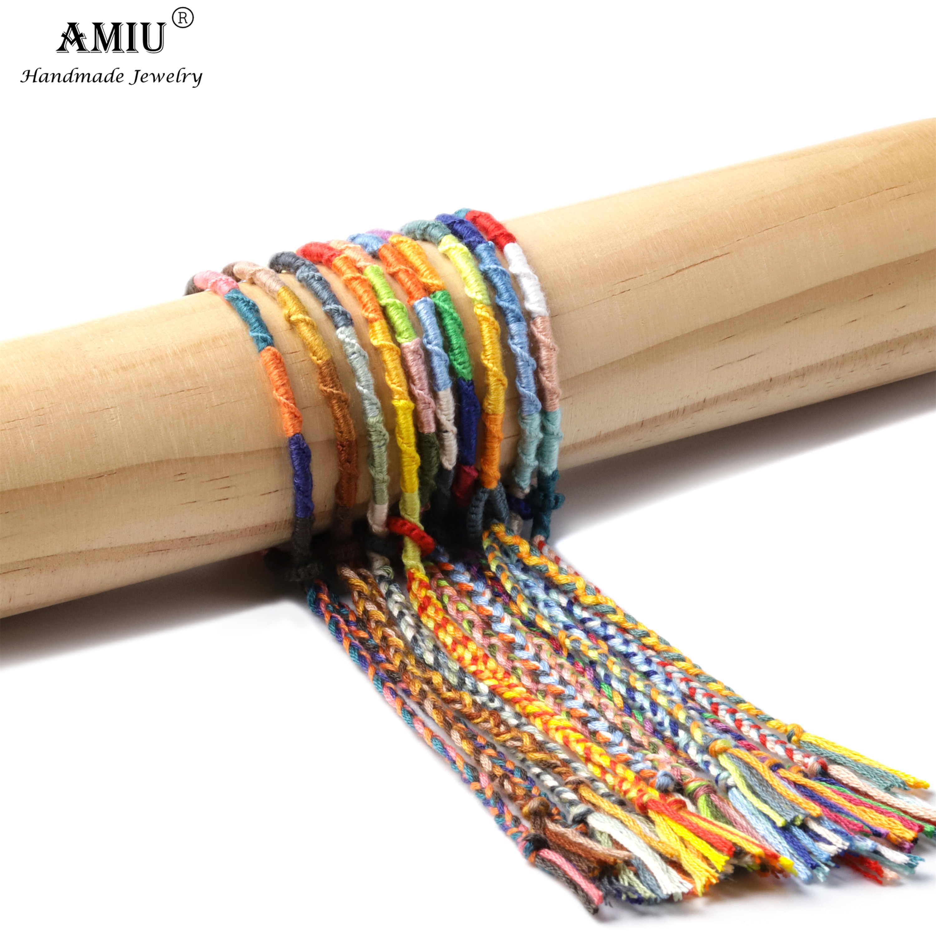 AMIU Handgemachte Freundschaft Böhmen Geflochtene gewebte Seil Fußkettchen Armbinde mit Quaste Brasilianische Schnur Fußkettchen Armbänder
