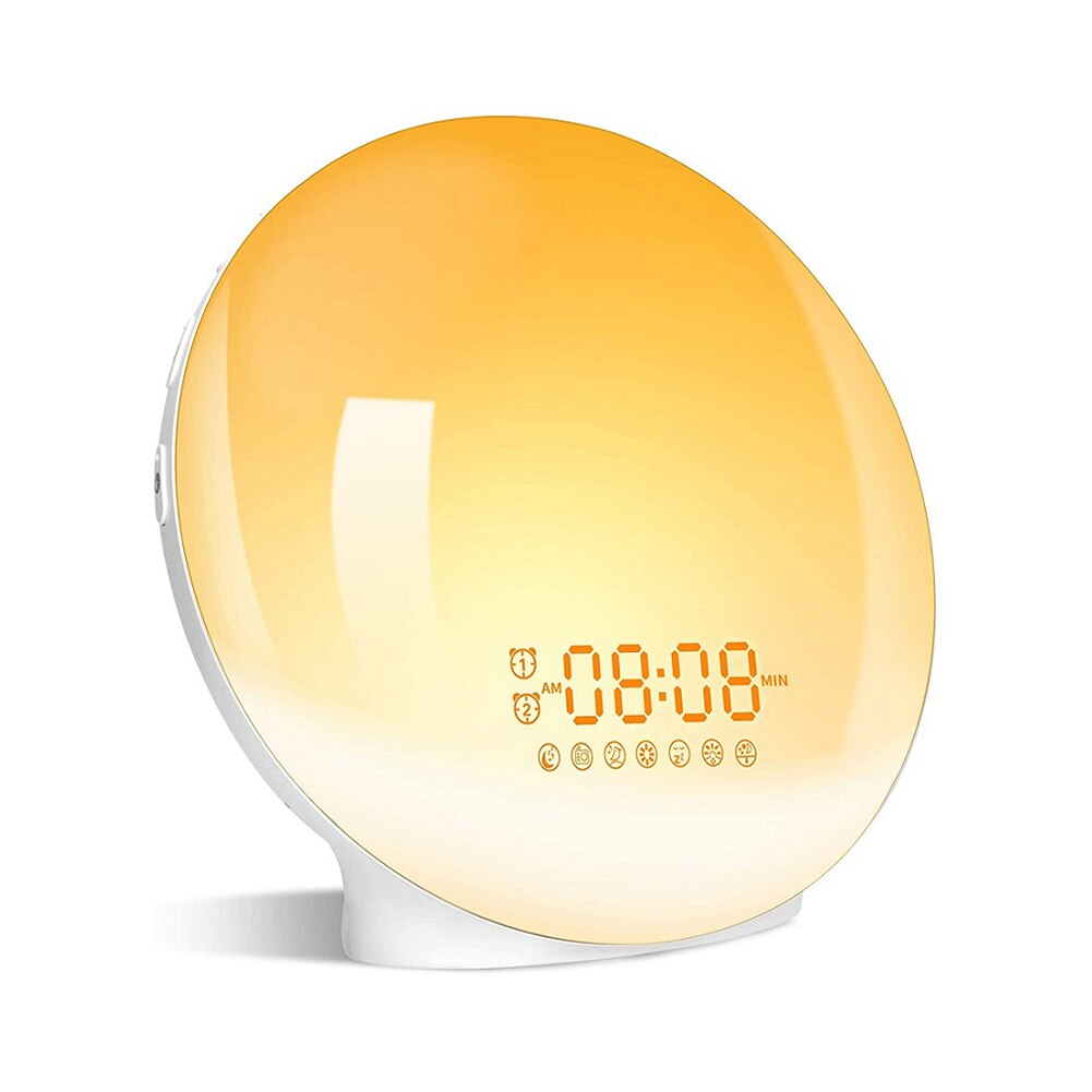 Smart Wake Up Light Digitale Wekker App Controle Met 7 Kleuren Zonsondergang Zonsopgang Led Lamp Snooze Klokken Natuur Muziek fm Radio