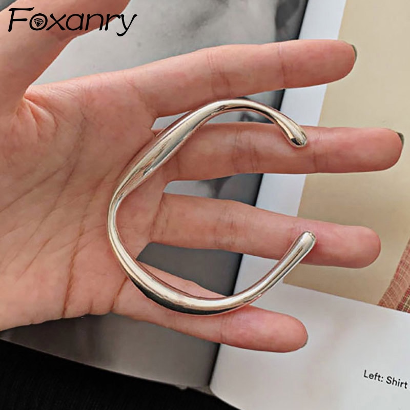 Foxanry minimalistyczna pieczęć solidna bransoletka wiosna nowy modny nieregularne geometryczne urodziny biżuteria prezenty
