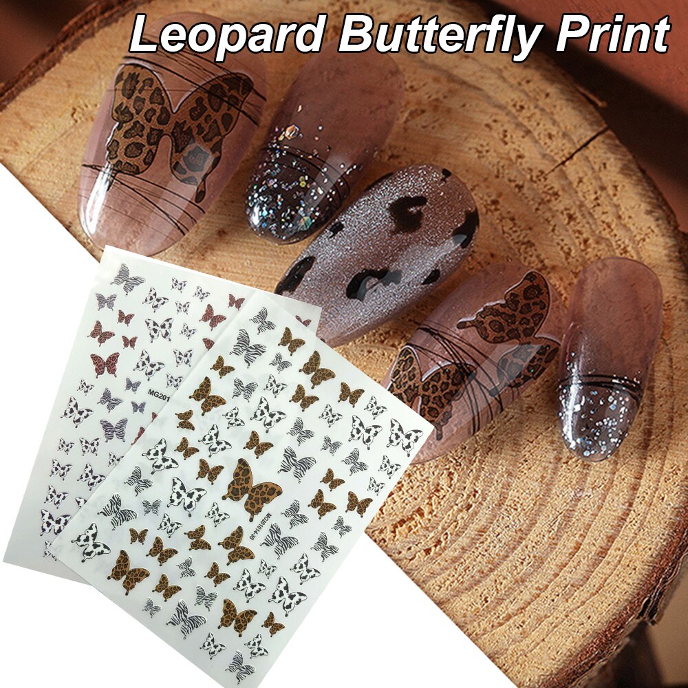 3D Nail Art Stickers Bohemen Stijl Luipaard Vlinder Print Nagels Stickers Sticker Voor Nagels Decoraties Manicure