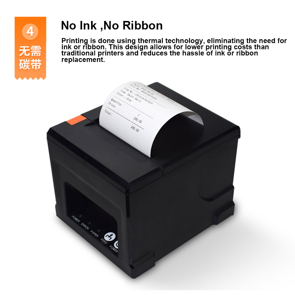 HZTZ-impresora térmica de recibos de 80mm, cortador automático de HZ-8360, impresora POS de cocina para restaurante, USB, LAN, Bluetooth