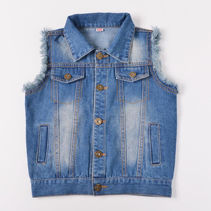 Girls Cowboy Vest Sleeveless Jean Jackets for Kids Children Outerwear 2-10 Years Kids Vest Denim Coat Girl Denim Waistcoat
