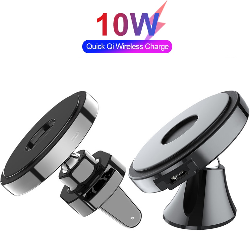 10W Wireless Car Charger - for iPhone 12/11 Pro/SE, Samsung Galaxy S20/S10/S9 - USB Qi Fast Charging with LED Indicator