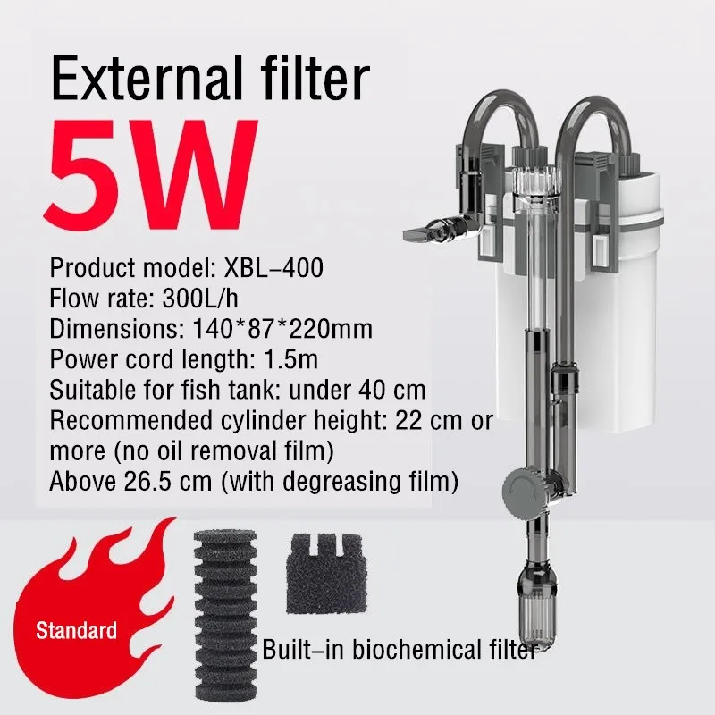 Aquarium Wasserfall Filter Aquarium Externe Wasserpumpe Zauberstab-montiert Kleine Zirkulation Filter Elektrische Entfernen Öl Film Kanister: Schwarz