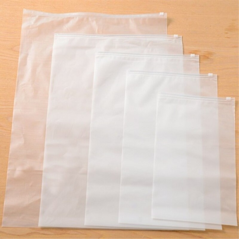 Bolsa de almacenamiento de plástico transparente mate, 3 uds., bolsas de viaje con cierre de cremallera, para embalaje de ropa, organizador de zapatos, 3 tamaños