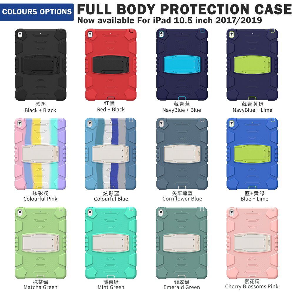Para Apple iPad Air 3 Pro 10,5 A1701 A1709 A2123 A2152 funda segura para niños a prueba de golpes PC funda híbrida de silicona con soporte para tableta