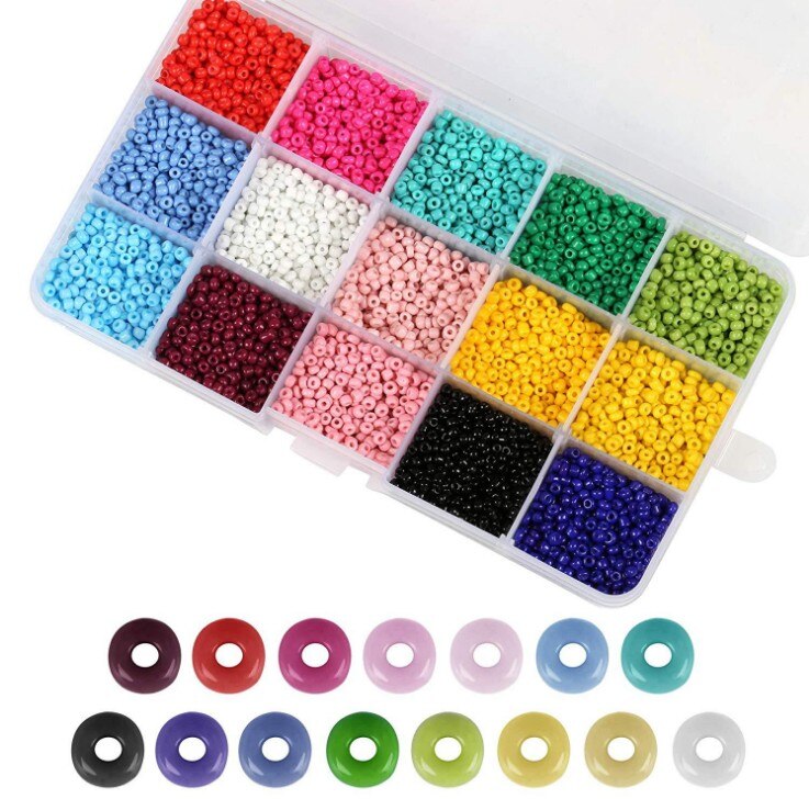 Solid color millet bead glass rice bead baking var... – Grandado