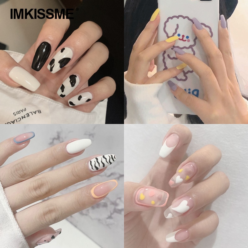 Faux ongles à pression avec colle, de Style 3D, 24 pièces