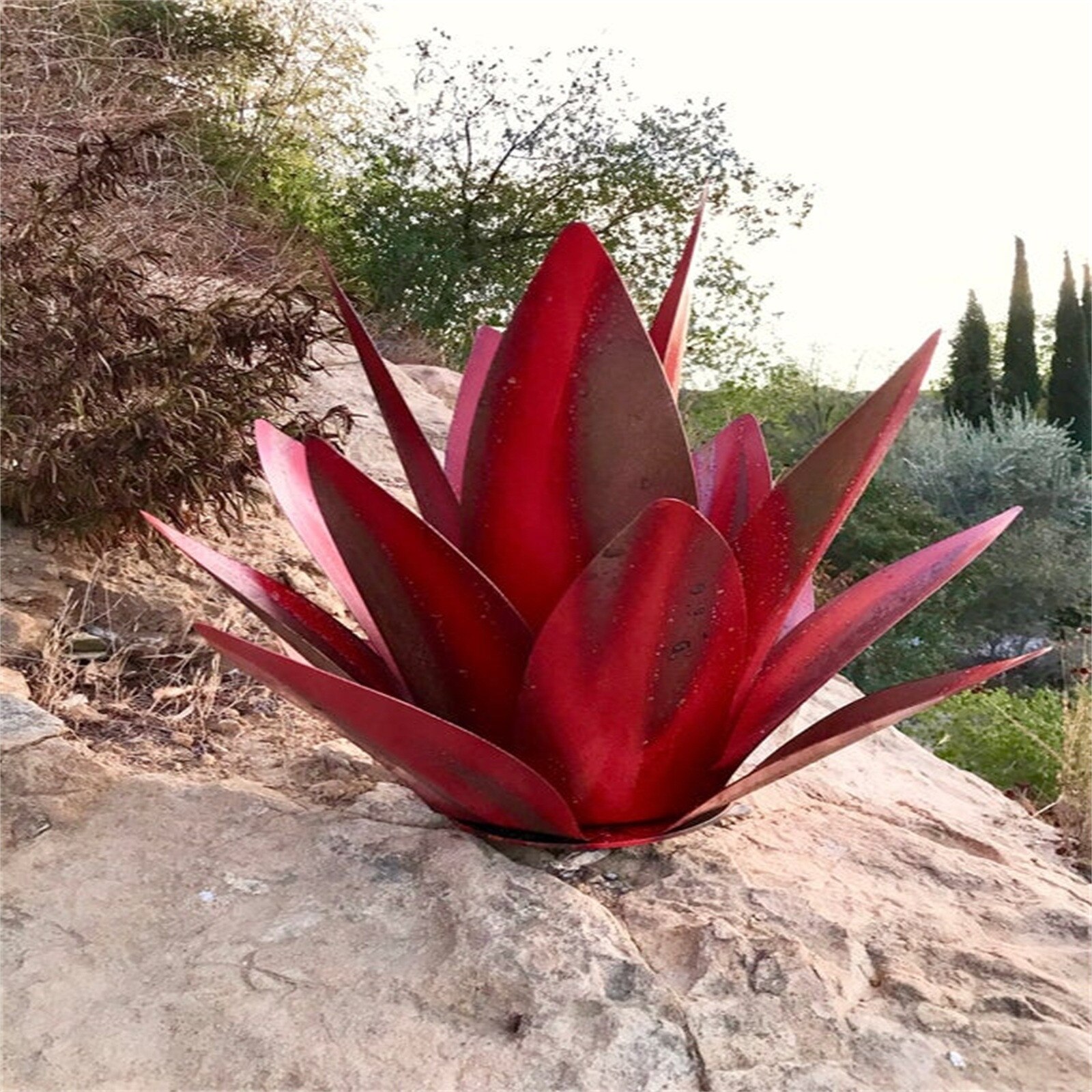 Nouvelle décoration de jardin en métal extérieur, 9 feuilles, Sculpture rustique, Art Tequila