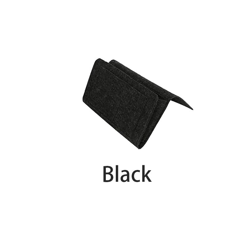 Sofa Bedside Felt Storage Bag Bed Sofa Side Pouch Remote Control Hanging Caddy Bedside Couch Storage Organizer Bed Holder Pocket: BLACK