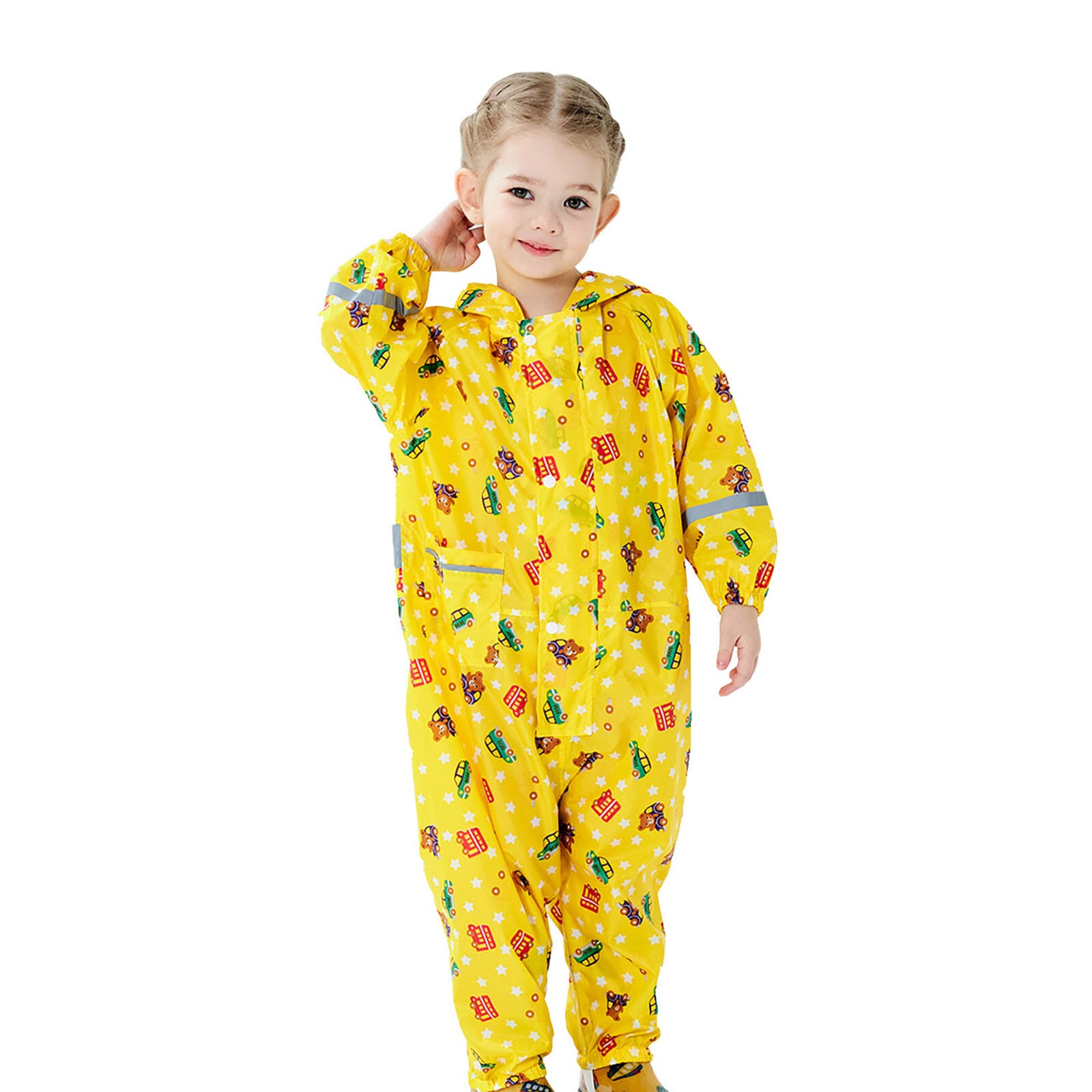 Kinderen Regenjas Kids Jongens Meisjes Waterdicht Jumpsuit Een Stuk Cartoon Auto Baby Regenkleding Wind En Waterdicht Regen Pak