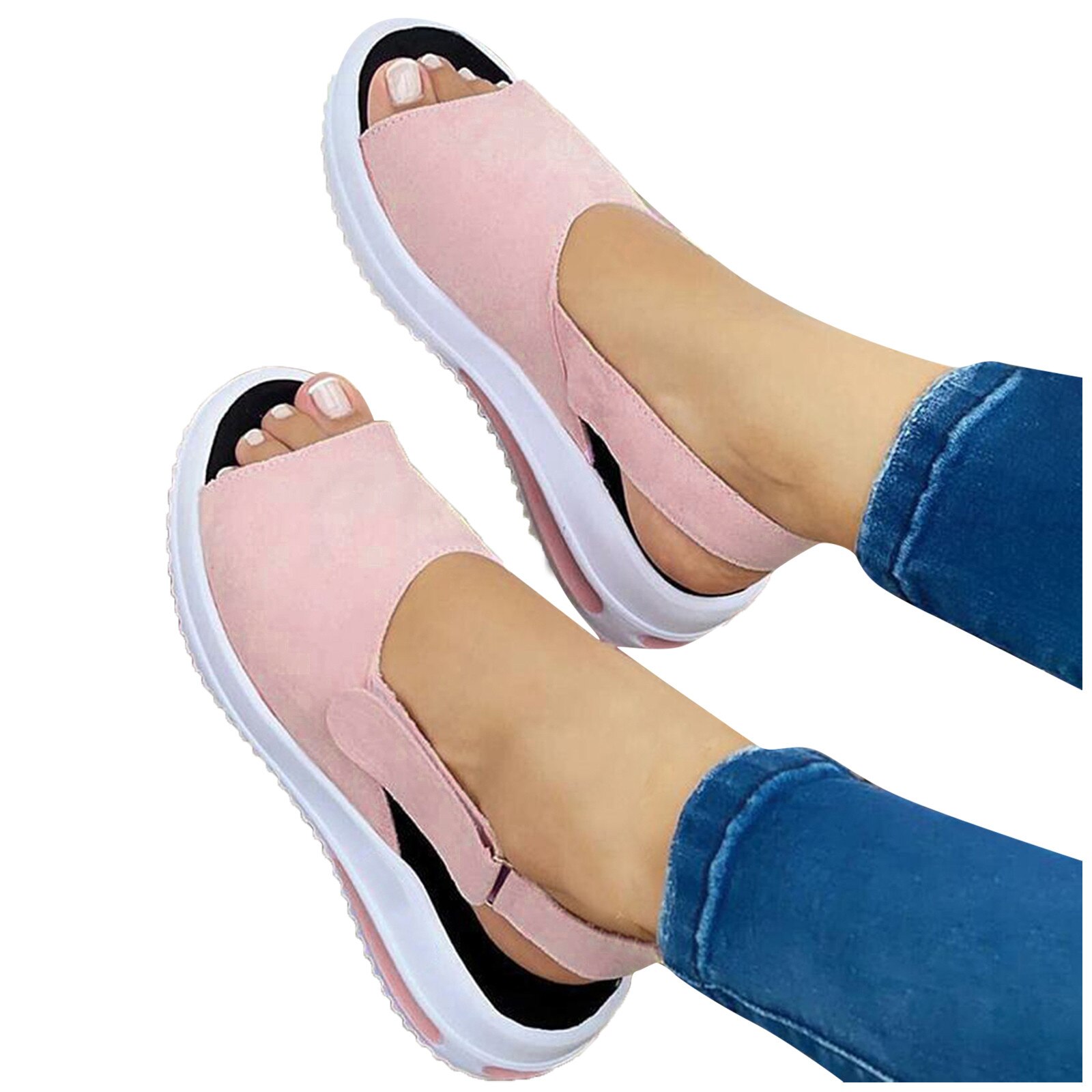Vrouwen Casual Peep Toe Platforms Wiggen Strand Sandalen Sport Schoenen Dames Zomer Rome Hoge Hakken Sandalen Streetwear: Roze / 42