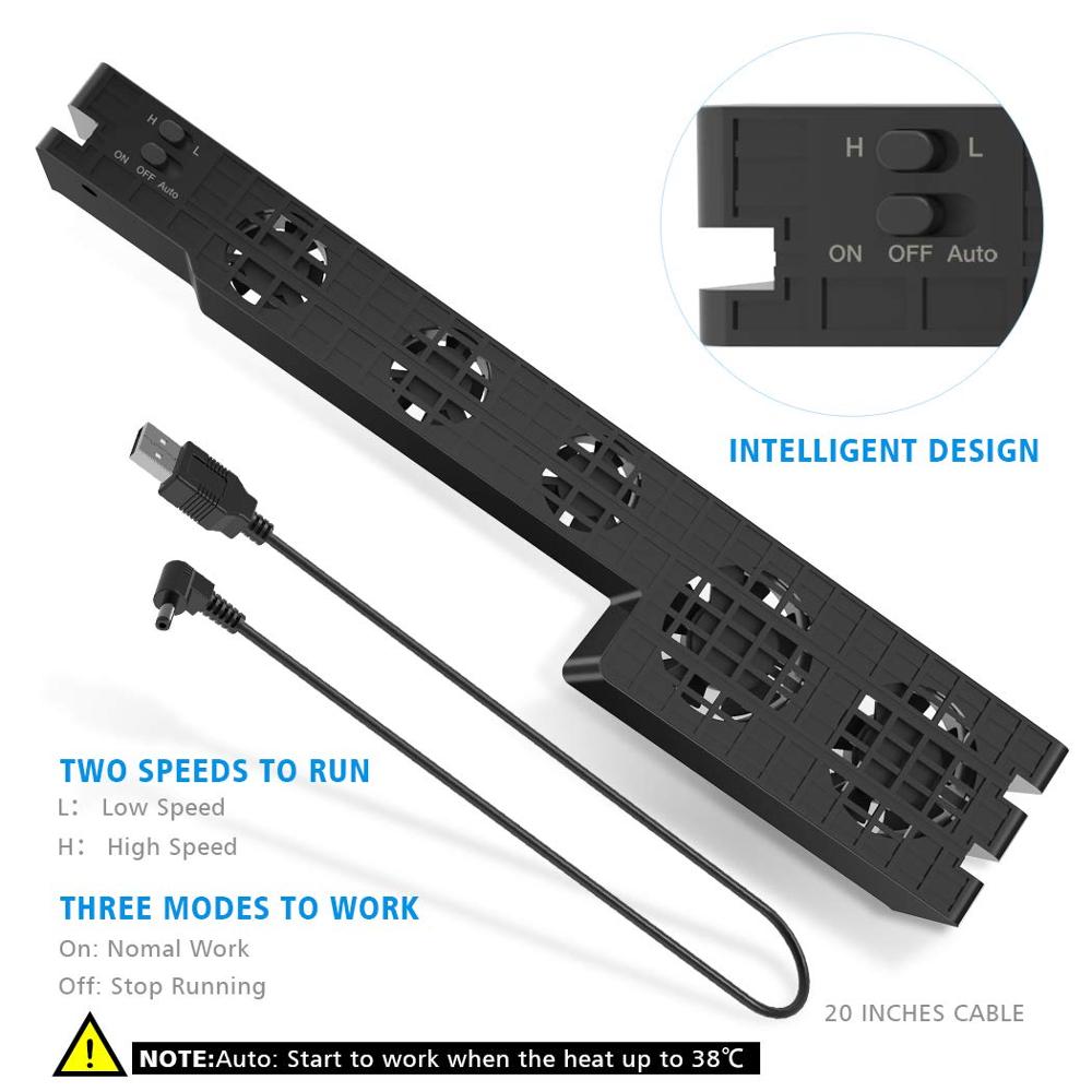 PS4 Pro Cooler Play Station 4 Pro Cooling Fan USB External 5-Fans Super Turbo Temperature Cooling Fan for PS4 Pro Console