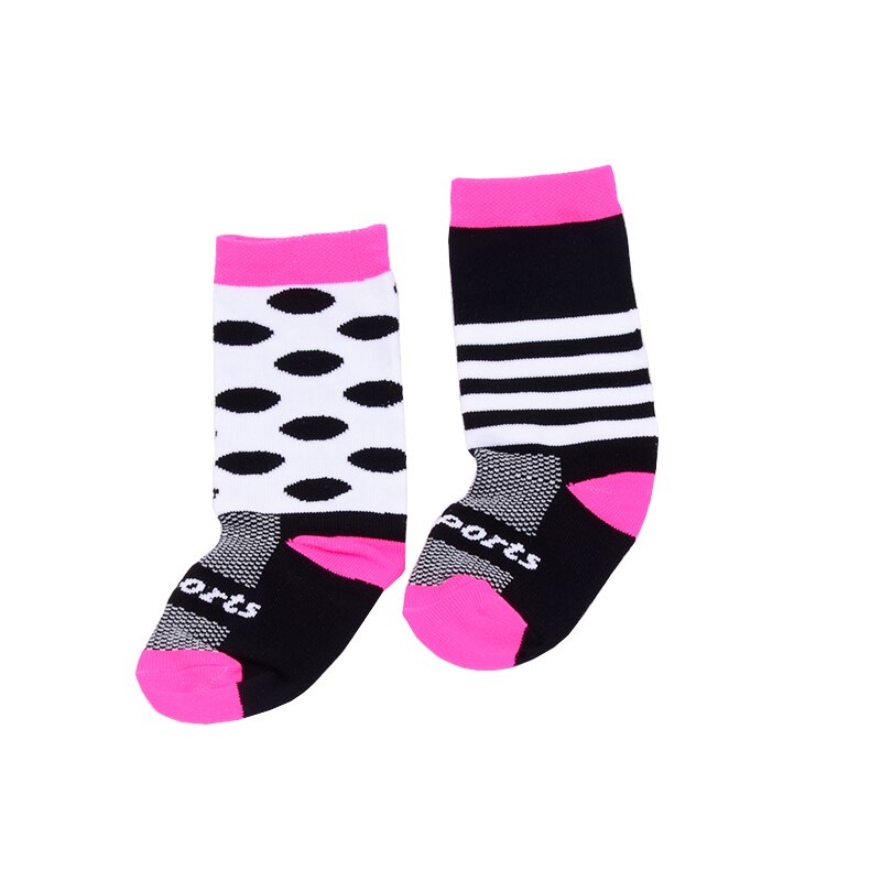 Kids Cycling Socks Protect Feet Breathable Wicking Sports Sock Outdoor Road Boy Girl Bike Nylon Socks Bicycle Accessories: Black Pink