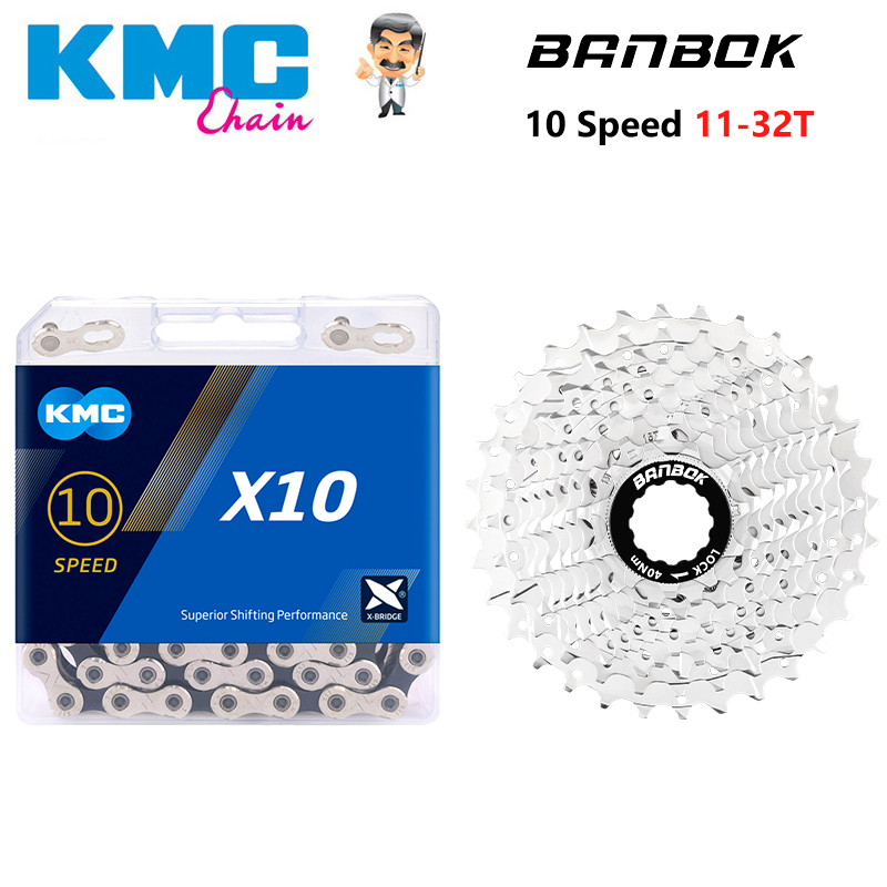 BANBOK piñón de Cassette de bicicleta de carretera de 10 velocidades 11-25T/28T/32T X10 10V cadenas de bicicleta originales piezas de Kit de volante: Naranja
