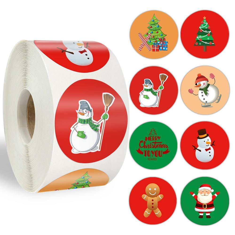 Colorful Christmas Designs Adhesive Name Tags Seal Labels Tags Decals Package XMAS Stickers: Gold