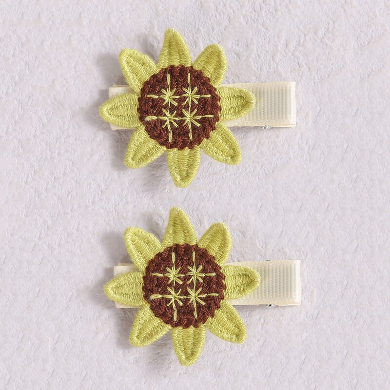 Pinzas para el pelo de punto de ganchillo para niña, horquillas para bebé, accesorios Kawaii, ganchos para el pelo de girasol, horquilla pequeña, sombreros para niños, 2 unids/set/Set