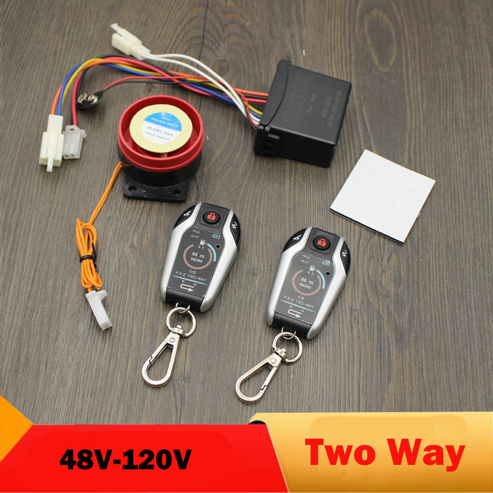 Système d&#39;alarme bidirectionnel pour moto électrique, Anti-vol, démarrage à distance, Protection contre le vol, 48V 60V 72V 84V 96V 108v 120V