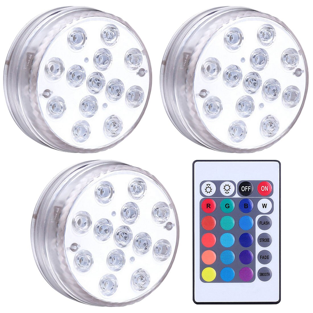 Undervandslys udendørs lampe led magnet sugekop dykkerlys stort 13 lys fjernbetjening timing akvarium lys: 3 lamper 1 fjernbetjening 
