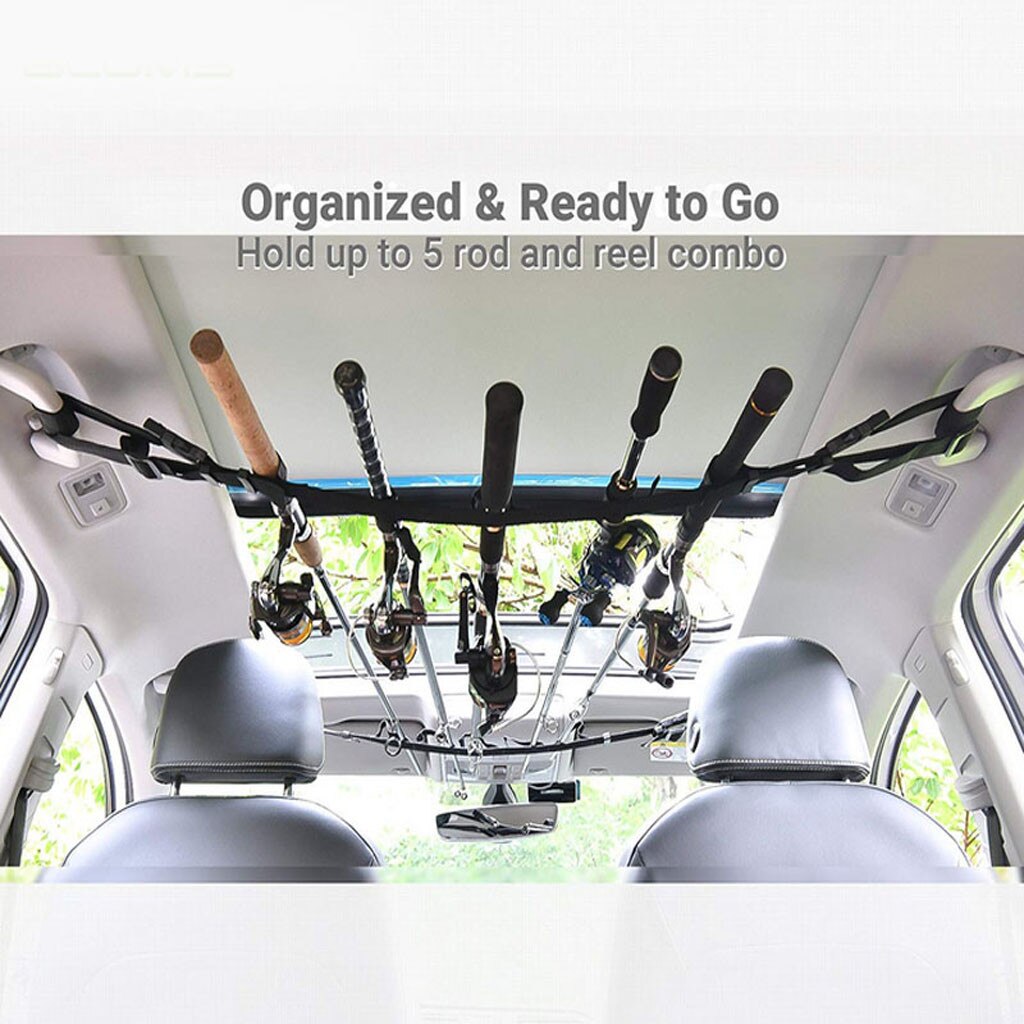Car Fishing Rod Strap Adjustable Rod Holder Car Save Space Vehicle Fishing Rod built-in Rack Carrier Stand X#2