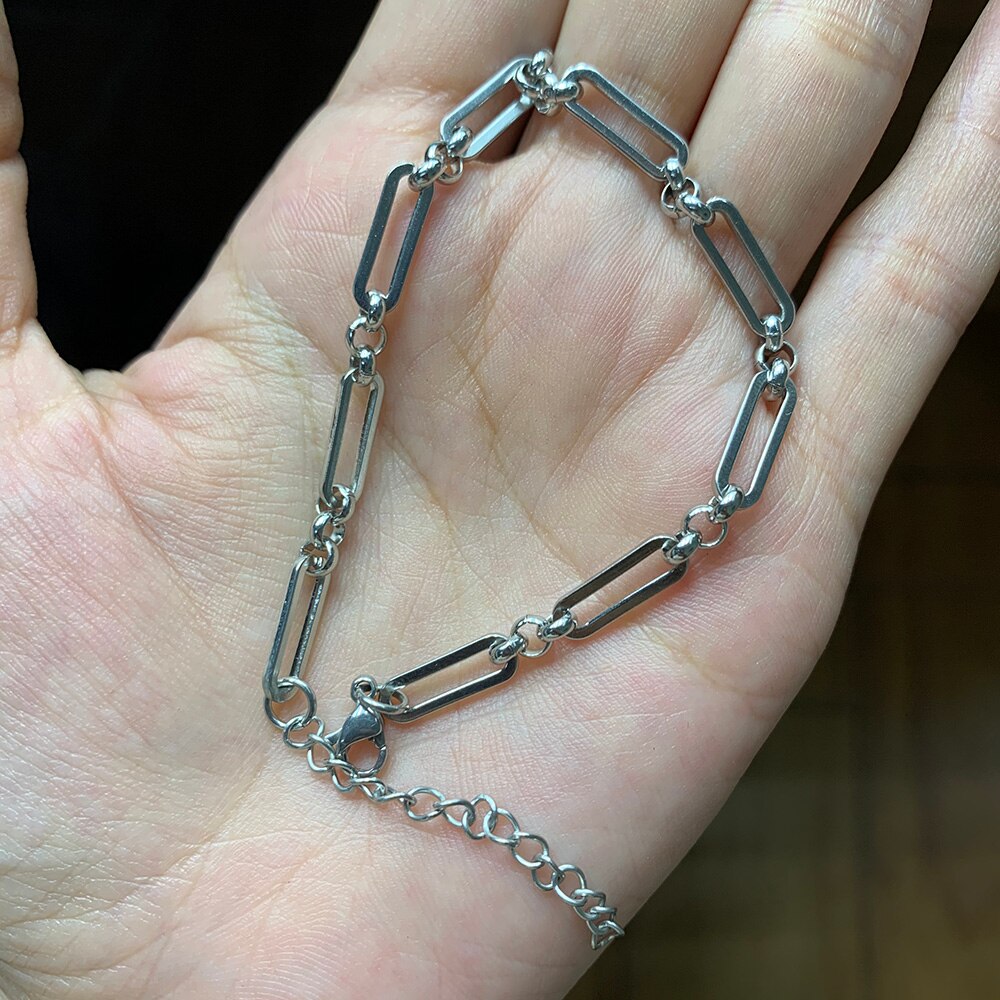 Charm bransoletka naszyjnik kobiety biżuteria lina ze stali nierdzewnej łańcuchy gwiazdy bransoletki nigdy nie zetrzeć bransoletki prezenty 2021 USENSET: Bracelet 17cm-5cm / c10