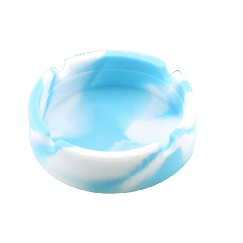 1X Draagbare Camouflage Zachte Siliconen Rubber Groen Ronde Asbak Asbak Beugel siliconen asbak: Sky Blue