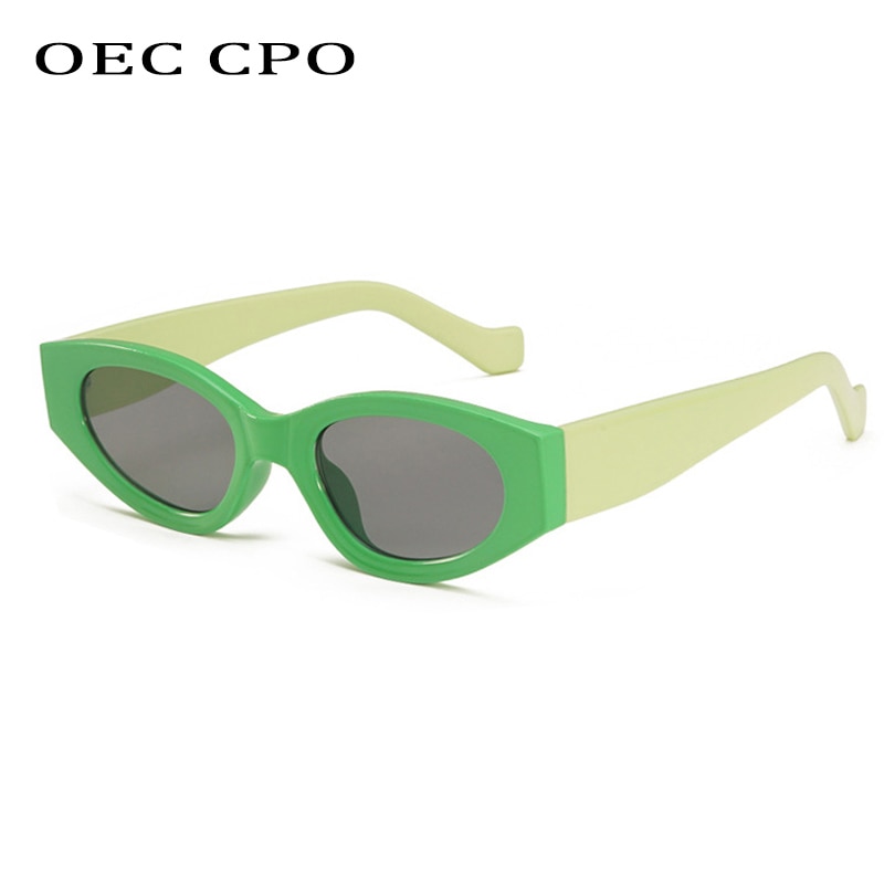 Oec cpo vintage kleine cat eye dames zonnebril heren persoonlijkheid groene punk zonnebril dames ovaal  uv400 brillen