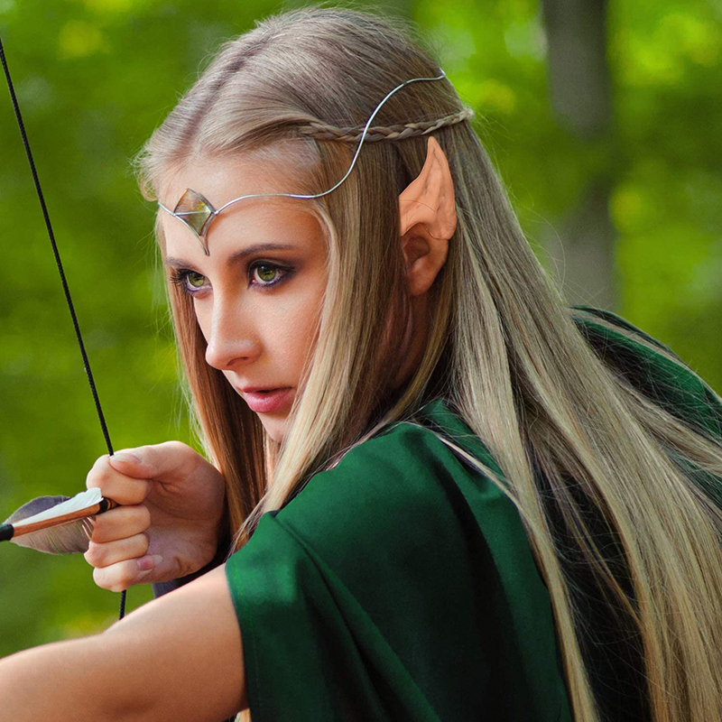 1 paio di orecchie da elfo in reticolo fata angelo vestire orecchie finte puntelli forniture Cosplay mezza orecchio festa di Halloween puntelli foto decorazioni natalizie