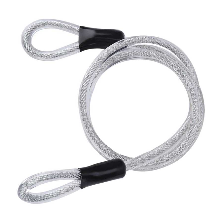 Wire Rope Security Cable For Lock Durable Steel Sealed Looped 120cm 8mm Silver