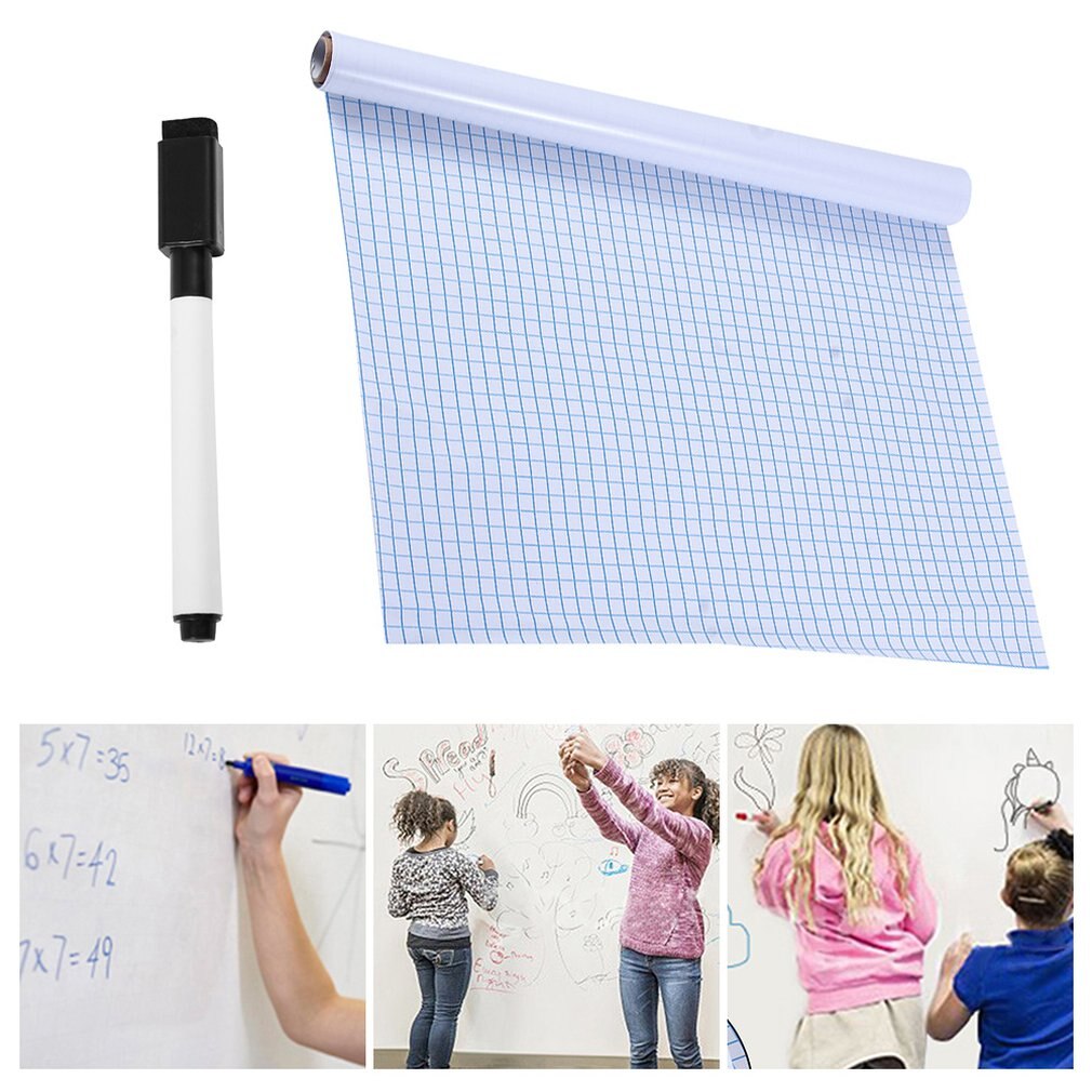 Whiteboard-klistermærke tør slette tavler aftagelige vægskilte tavle med tavlepen til børneværelser køkken kontor 200*45cm