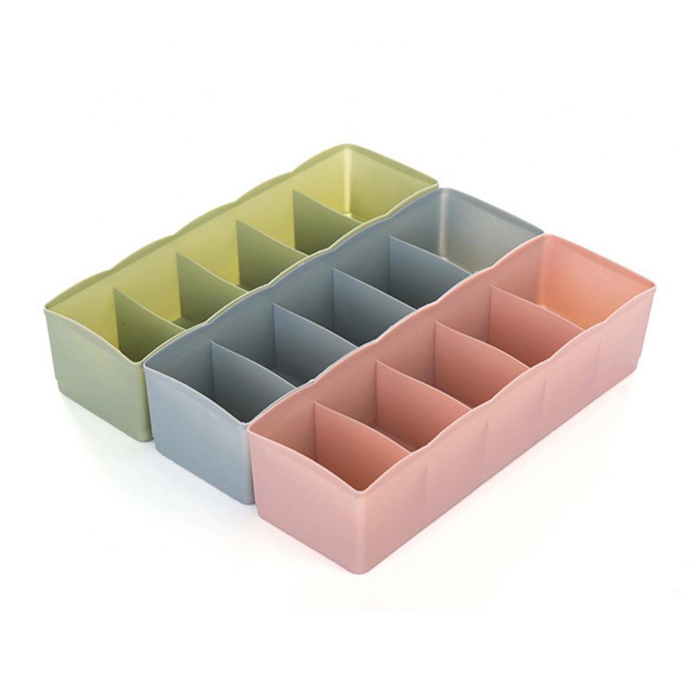 5 Cells Plastic Storage Box Tie Bra Socks Drawer Cosmetic Divider Tidy Organizer