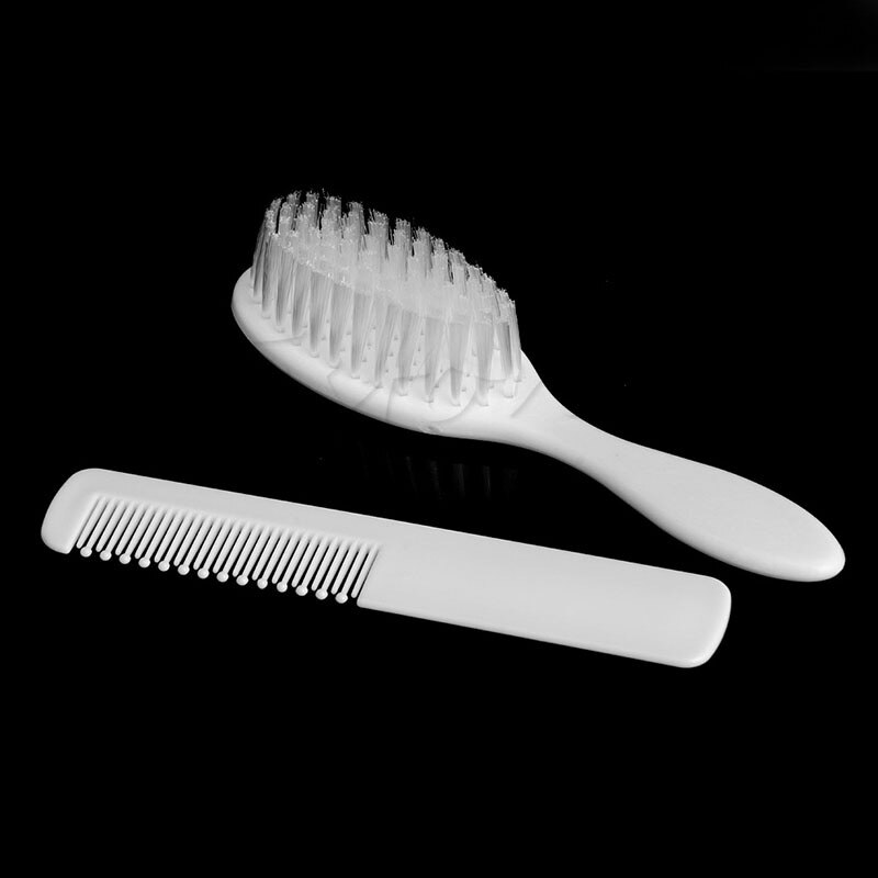 2 pçs branco segurança macio bebê escova de cabelo conjunto infantil pente grooming chuveiro design pacote kit quente!