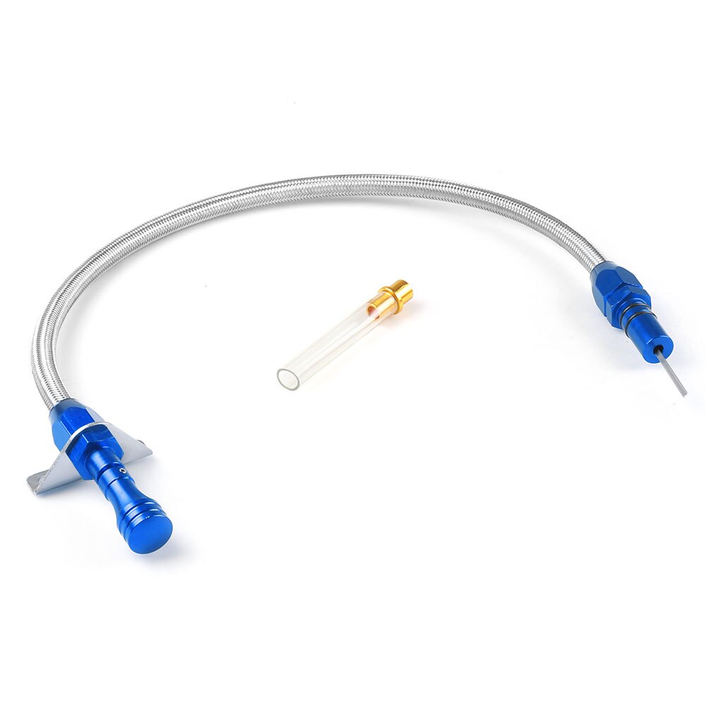 For GM Chevy Flexible Stainless Transmission Dipstick TH350 TH400 Turbo SBC BBC: blue