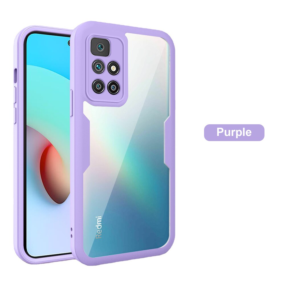 360 Graden Full Body Bescherm Shell Voor Xiaomi Redmy 10 Case Redmi 10 Redmi10 21061119DG 4G Tpu + Pc dubbelzijdig Shockproof Coque: For Redmi 10 / Purple-05