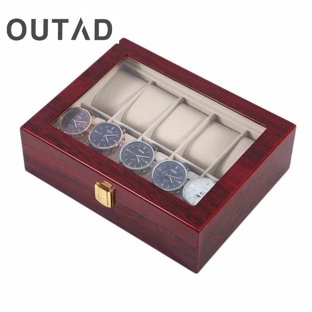 Wooden Watch Box Luxury Solid Wood 10 Grid Storage Cases Display Watches Perfect Boxes Winder Organizer boite montre