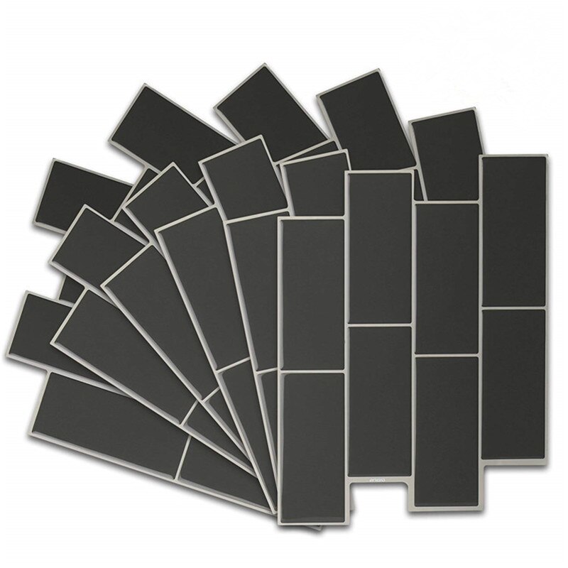 Svart undergrunnsveggstickstick og klistremerke veggklistremerke diy kjøkken bad backsplash hjemmeinnredning vinyl 3d mosaikk veggpinne flis