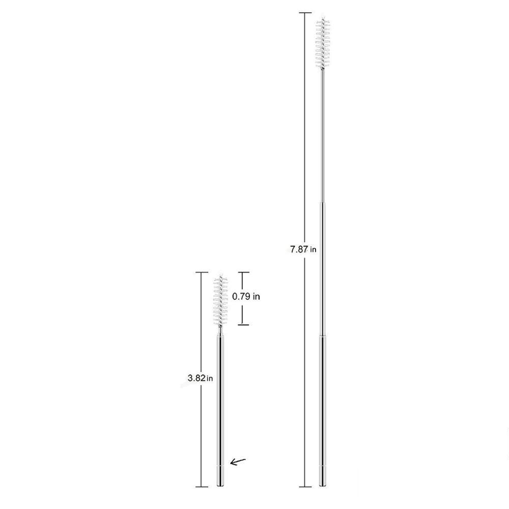 Reusable Stainless Steel Straws with Aluminum Keychain Case Cleaning Brush Collapsible Telescopic Portable Drinking Straws