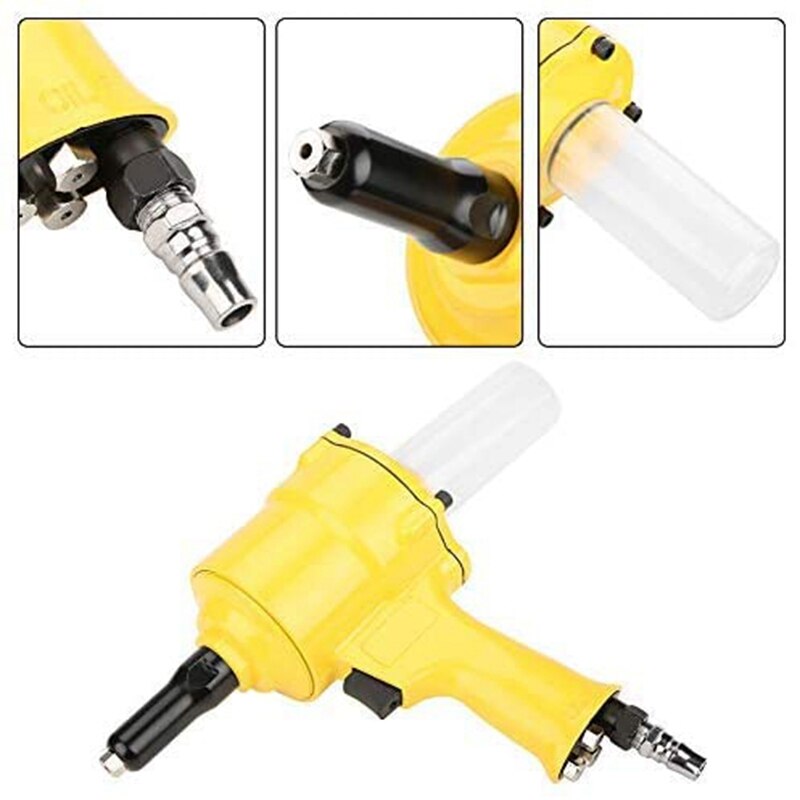 Pneumatic Rivet Tool Pneumatic Rivet Tool Handheld Grip Heavy Rivet Tool Pneumatic Rivet Tool 2.4-4.8mm Yellow