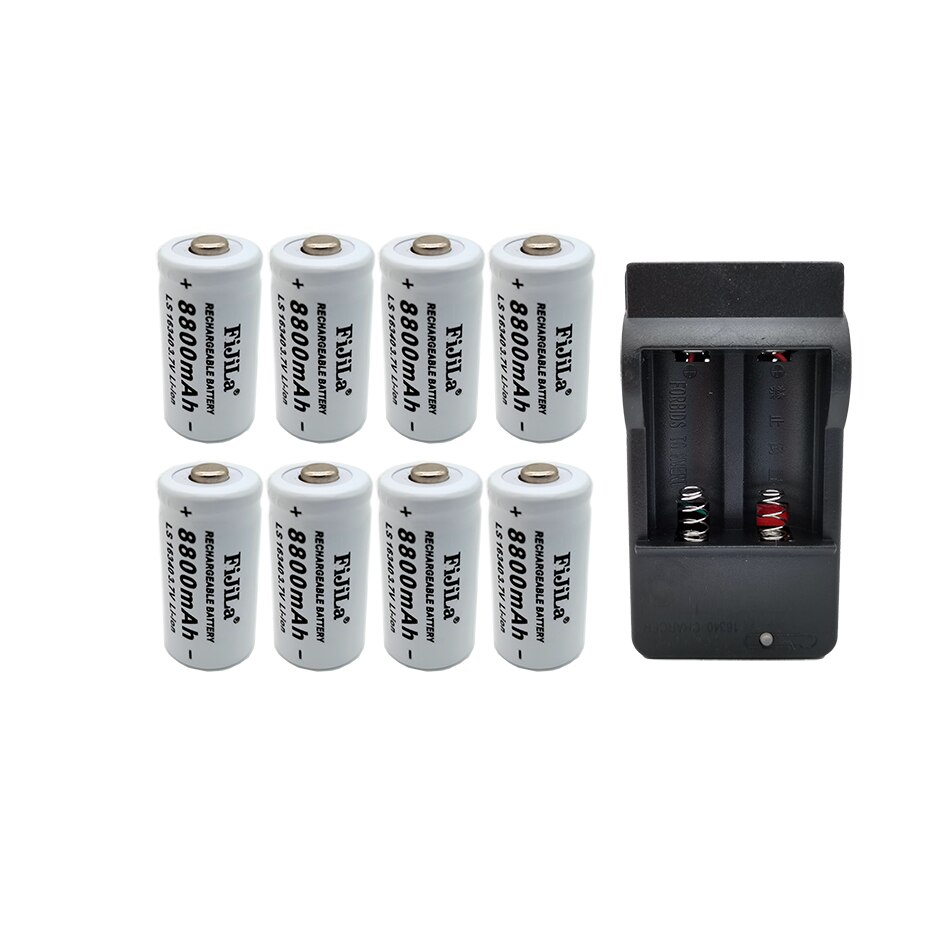 original 16340 Battery CR123A 16340 Battery 8800mAh 3.7V Li-ion Rechargeable Battery+16340Charger