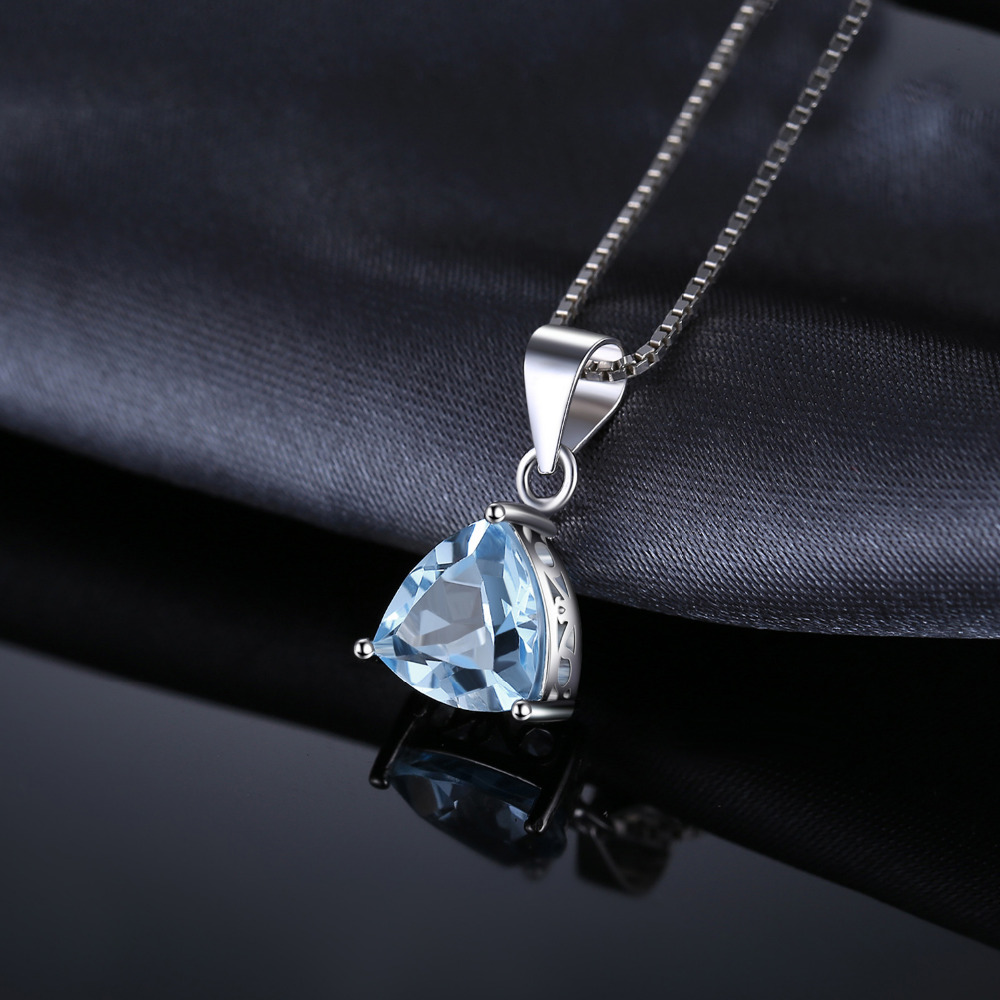 Bijoux palace naturel bleu topaze pendentif collier 925 en argent Sterling pierres précieuses collier ras du cou femmes sans chaîne