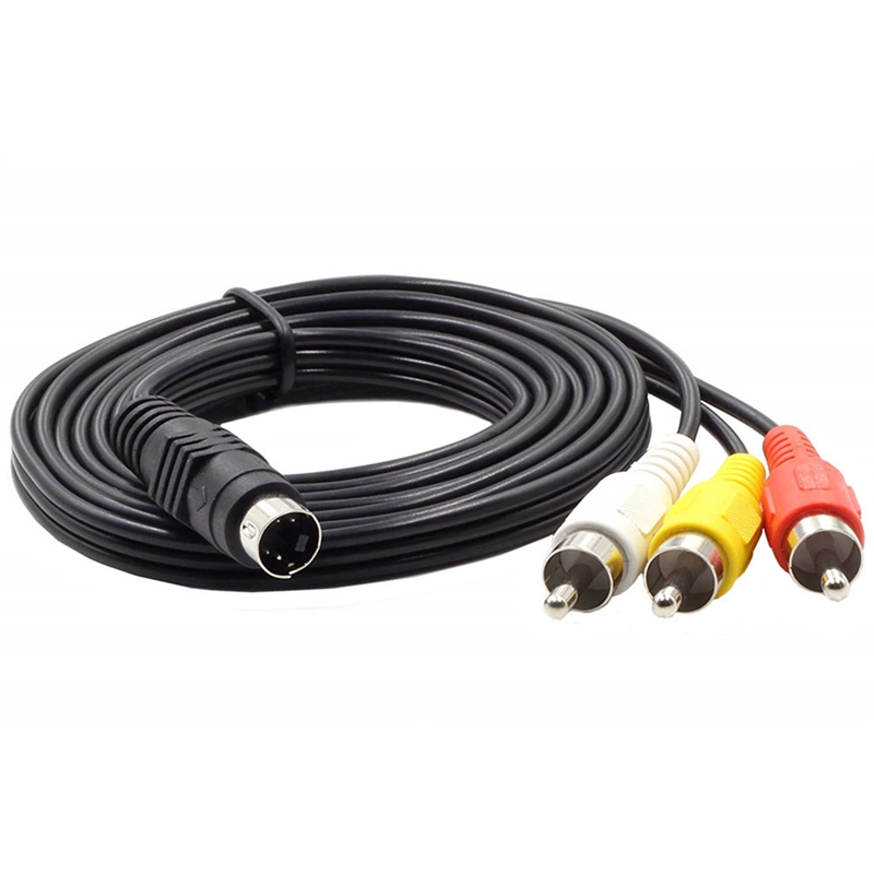 Cable adaptador de Audio y vídeo AV Mini DIN 4 Pin s-video macho a 3 RCA macho hembra, 30cm, 150cm, DVD, PC, TV: Negro
