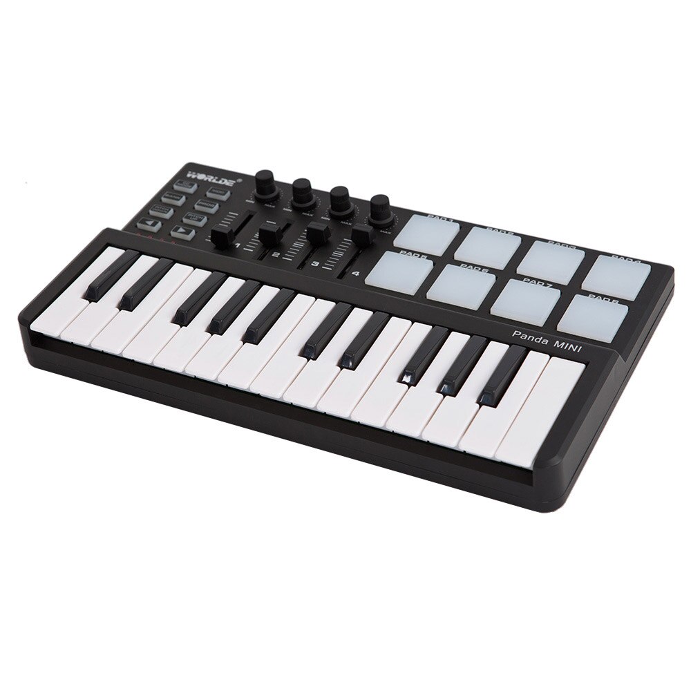 Panda MINI 25-Key Ultra-Portable USB MIDI Keyboard Controller 8 Colorful Backlit Trigger Pads