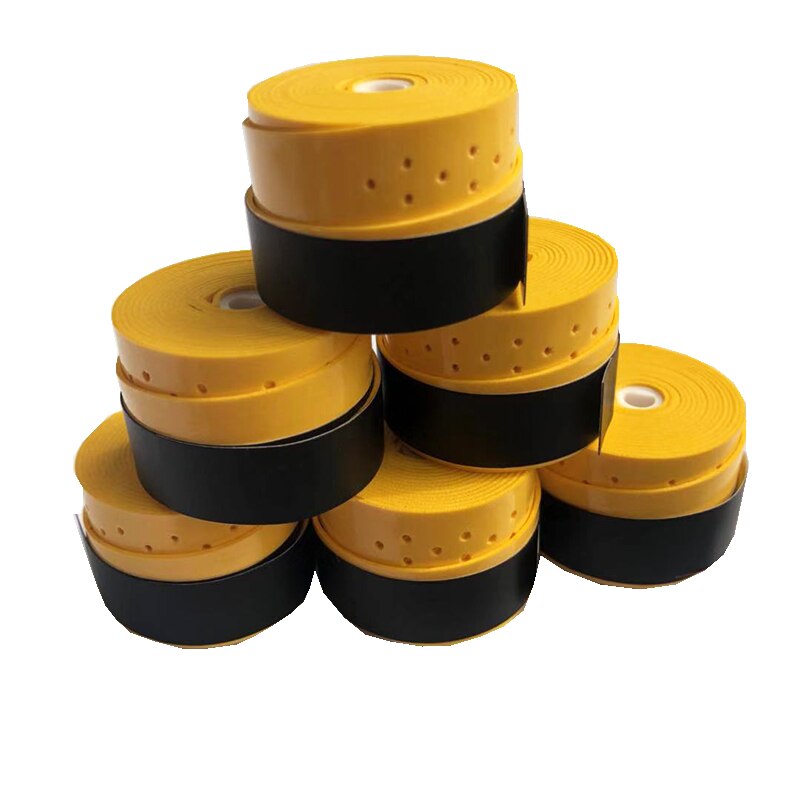 HAKI-empuñaduras de tenis adhesivas, mango de raqueta de tenis perforada, de color negro, sobre agarre, 10 Uds.,: YELLOW