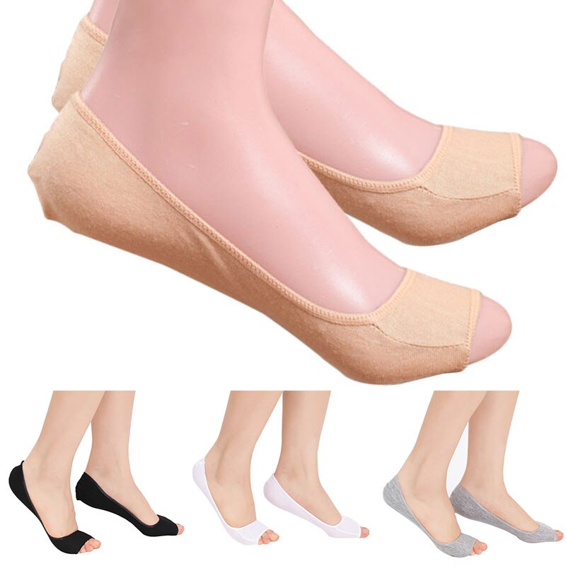 Lovely Women Modal Elastic Invisible Liner No Show Peds Low Cut Peep Toes Open Toe Socks SER88