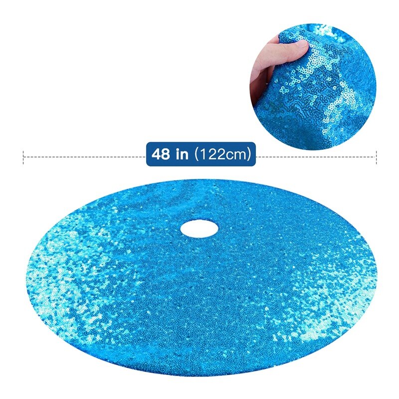 Christmas Tree Skirt, 48 Inch Sequin Xmas Tree Mat For Wedding Party And Performance
