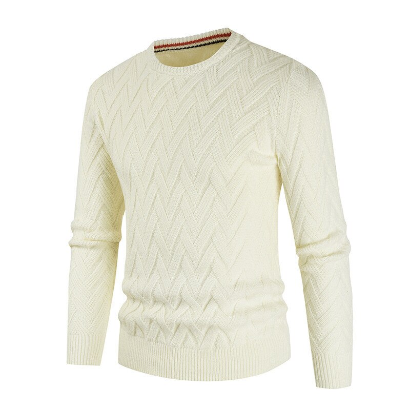 Männer Oansatz Wolle Jumper Herbst Winter Warm Patchwork Bequeme Lange Hülse Kleidung Gestrickte Beiläufige Männliche Pullover Dropshopping: Beige / L