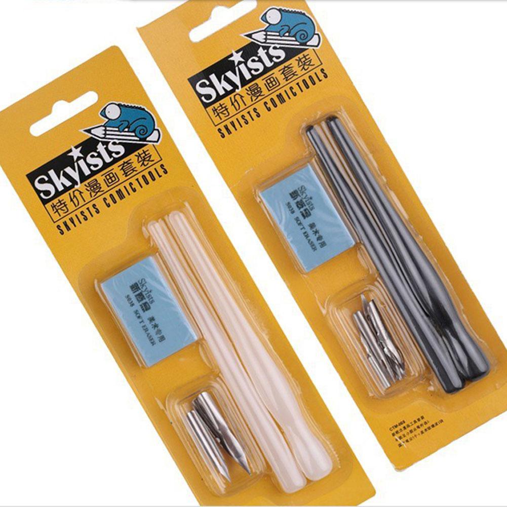 Portable Comic Pen Nib &amp; Holder &amp; Eraser Set Cartoon Manga Drawing Painting Tools Kit School Stationery Supplies r20